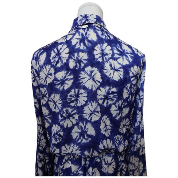 St John Floral Print Silk And Spandex Blend Shirt Dress Size 4 - Picture 9 of 13